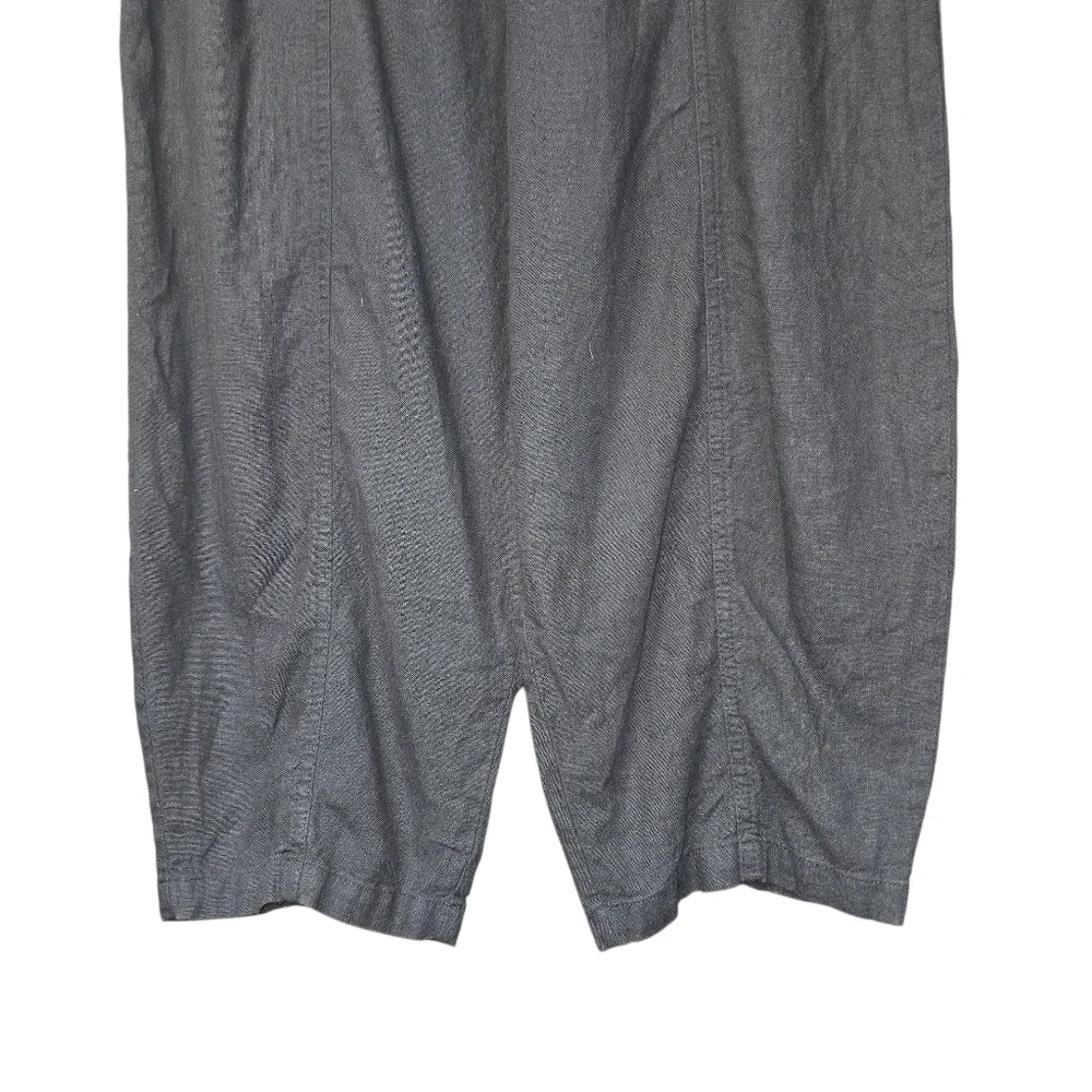 Zara Linen Blend Relaxed Tapered Leg Pull On Drawstring Pants Gray Size Small